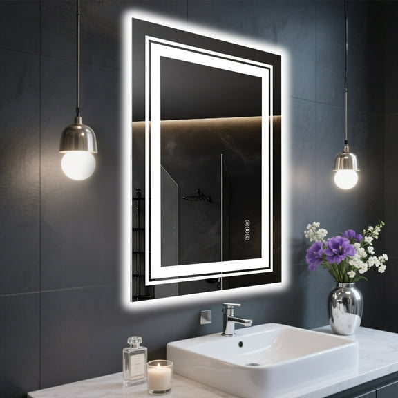 Bathroom Mirrors 20x28 Inch Frameless LED Bathroom Mirror,Smart Mirror,Wall Mounted Bathroom Mirrors