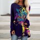 thumbnail image 2 of Tops de mujer Invierno Estampado de animales Botón Sudadera Pullover Tops Fridja  hkj1973, 2 of 5