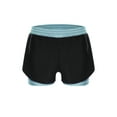 thumbnail image 3 of TTAO Kids Girls Double-Layer Athletic Shorts  Elastic Waist Contrasting Bottoms for Exercise & Running Light Blue 6, 3 of 5