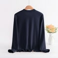 thumbnail image 5 of Ltctricy Women's Plus Size Thermal Shirts Fleece Lined Long Sleeve Mock Neck Quarter Button Loose T Shirts Warm Base Layer Tops(Navy,4X-Large), 5 of 7