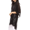 thumbnail image 3 of Sakkas Naomi Women Soft Sheer Embellished Chiffon Bridal Wedding Scarf Shawl Wrap - LaserCut-black - 70inch*29inch, 3 of 5