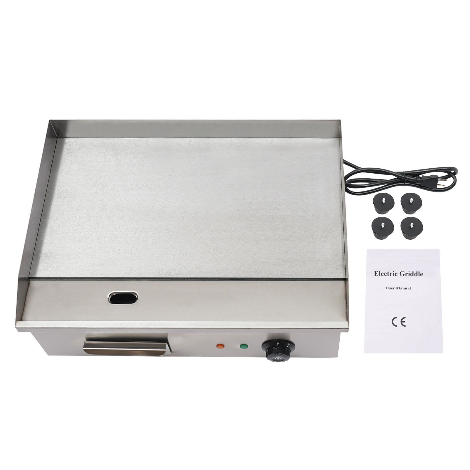 110V 3000W Commercial Electric Countertop Griddle Flat Top Grill Hot Plate BBQ 201 Stainless Steel Adjustment Temperature 50-300℃ 21.25*15.74*8.26inch for Restaurants, Snack Bars, Canteens