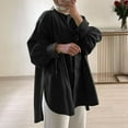 thumbnail image 2 of ZANZEA Womens Button Down Lace-up Long Sleeve Solid Casual Loose Tops Muslim Abaya Dubai Blouse Shirt, 2 of 3