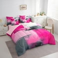 thumbnail image 4 of Manfei Adult Pink Watercoor 7-Piece Twin Bedding Sets, Abstract Ombre Bedding Comforter Set, Fashion Oil Printing Reversible Sheet Sets, Luxury Bedroom Decor, 4 of 8