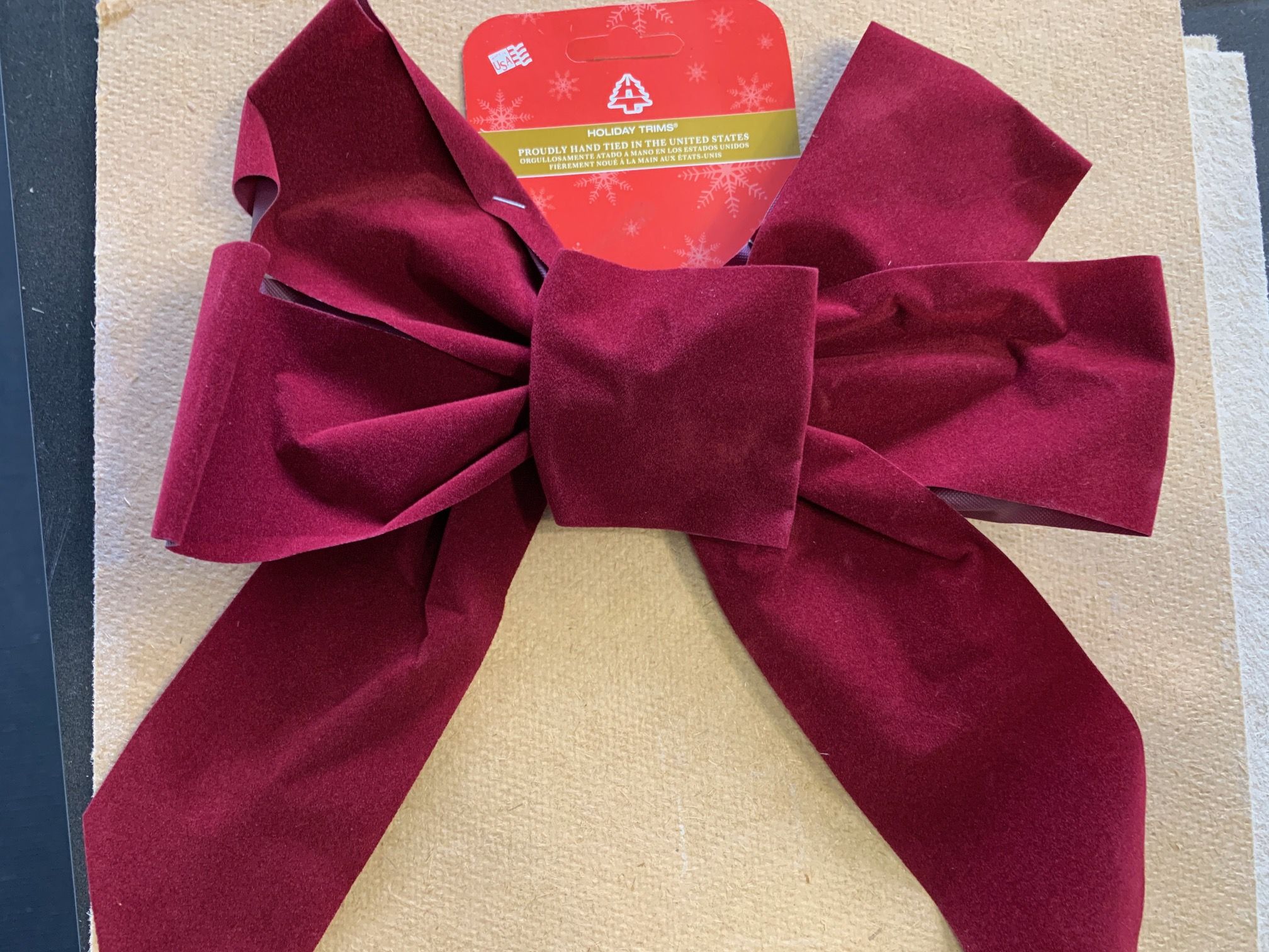 Holiday Trim 7822 10" x 13" x 3" 5 Loop Burgundy Velvet Holiday Christmas Bow - Quantity of 8