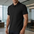 thumbnail image 5 of Men's Business Casual Polo Shirt, Waffle Knit Short Sleeve Breathable Top for office & Summer Size M-4XL Black, 5 of 8