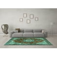 thumbnail image 3 of Ahgly Company Machine Washable Indoor Rectangle Persian Turquoise Blue Traditional Area Rugs, 8' x 10', 3 of 4