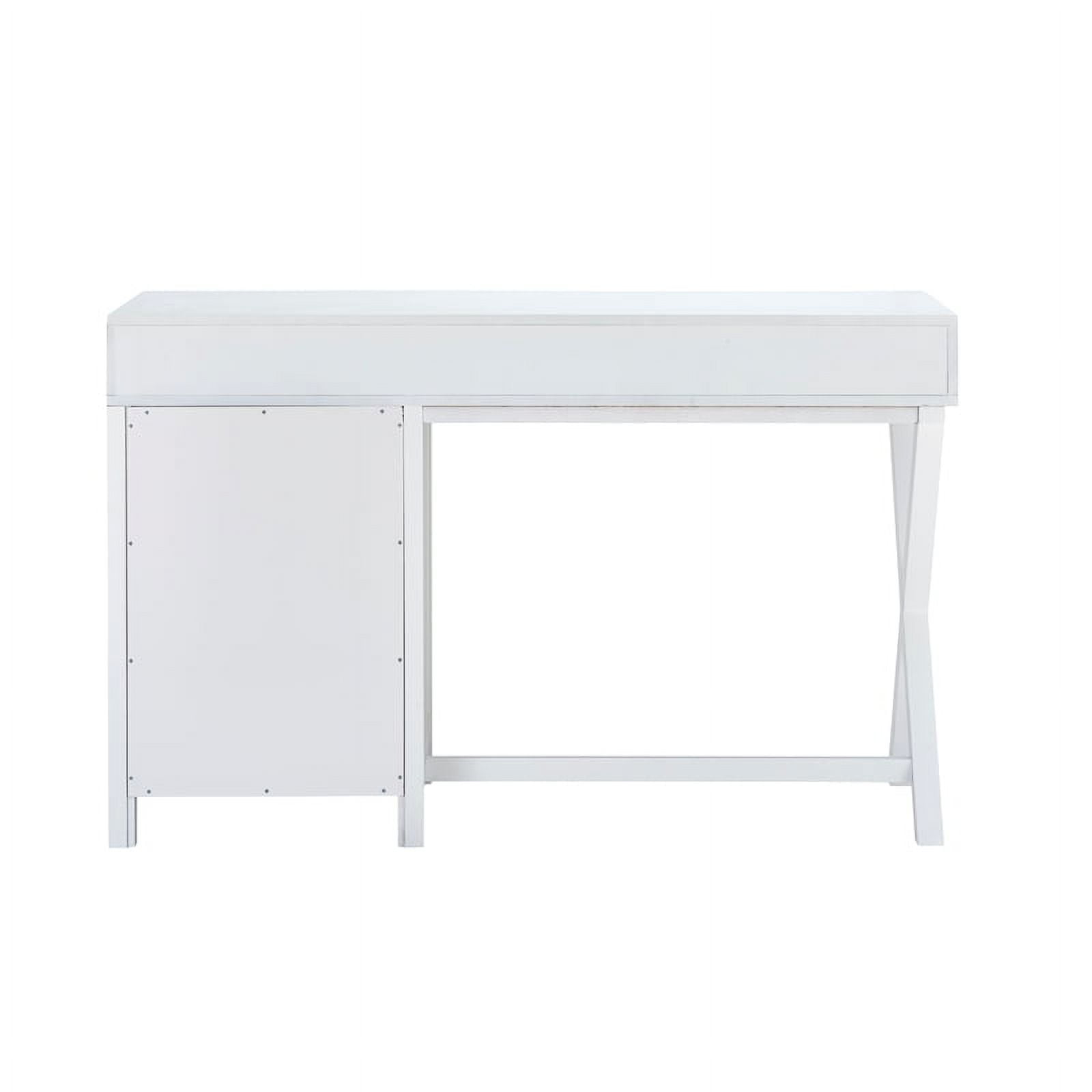 Linden Boulevard Peggy Side Storage Flat Top Writing Desk in White