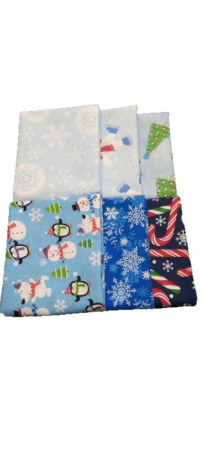 Blue Winter Wonderland Christmas Prints 6pc Fat Quarter Bundle