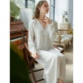 thumbnail image 5 of Defitshape Women's Cotton V Neck Nightgown Long Sleeve Victorian Pajama Dress Princess Lace Vintage Long Sleep Dress Soft Comfy Loungewear Lightweight Sleepwear White Small, 5 of 5