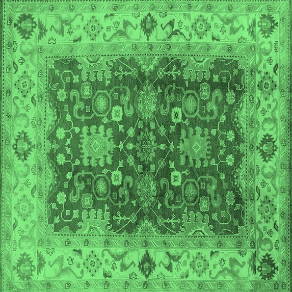 Ahgly Company Indoor Square Oriental Emerald Green Traditional Area Rugs, 5' Square