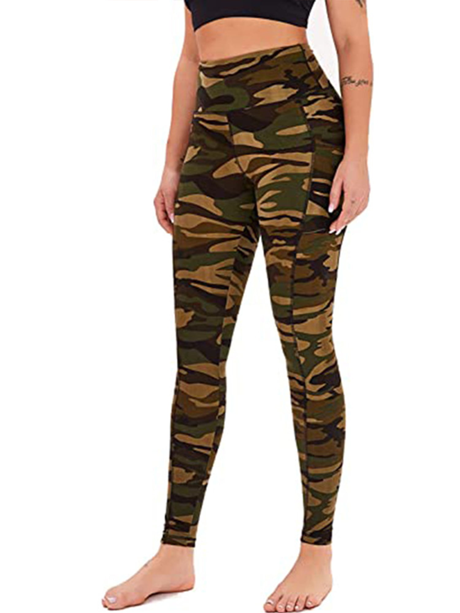 Womens Camouflage Fitness Sports Skinny Leggings Gym Running Stretch Pants