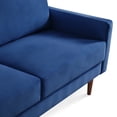 thumbnail image 6 of HomeStock Retro Renaissance 57 " Wide Upholstered Two Cushion Loveseat with Square Arms in Blue Velvet, 6 of 9