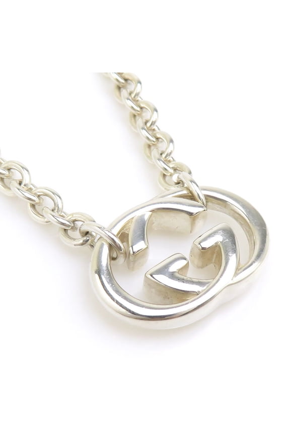 Pre-Owned Gucci necklace, Interlocking G design, 925 sterling silver, men's and women's, e61917j