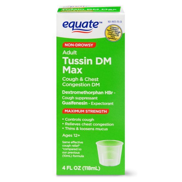 Equate Adult NonDrowsy Tussin DM Max, 4 fl oz