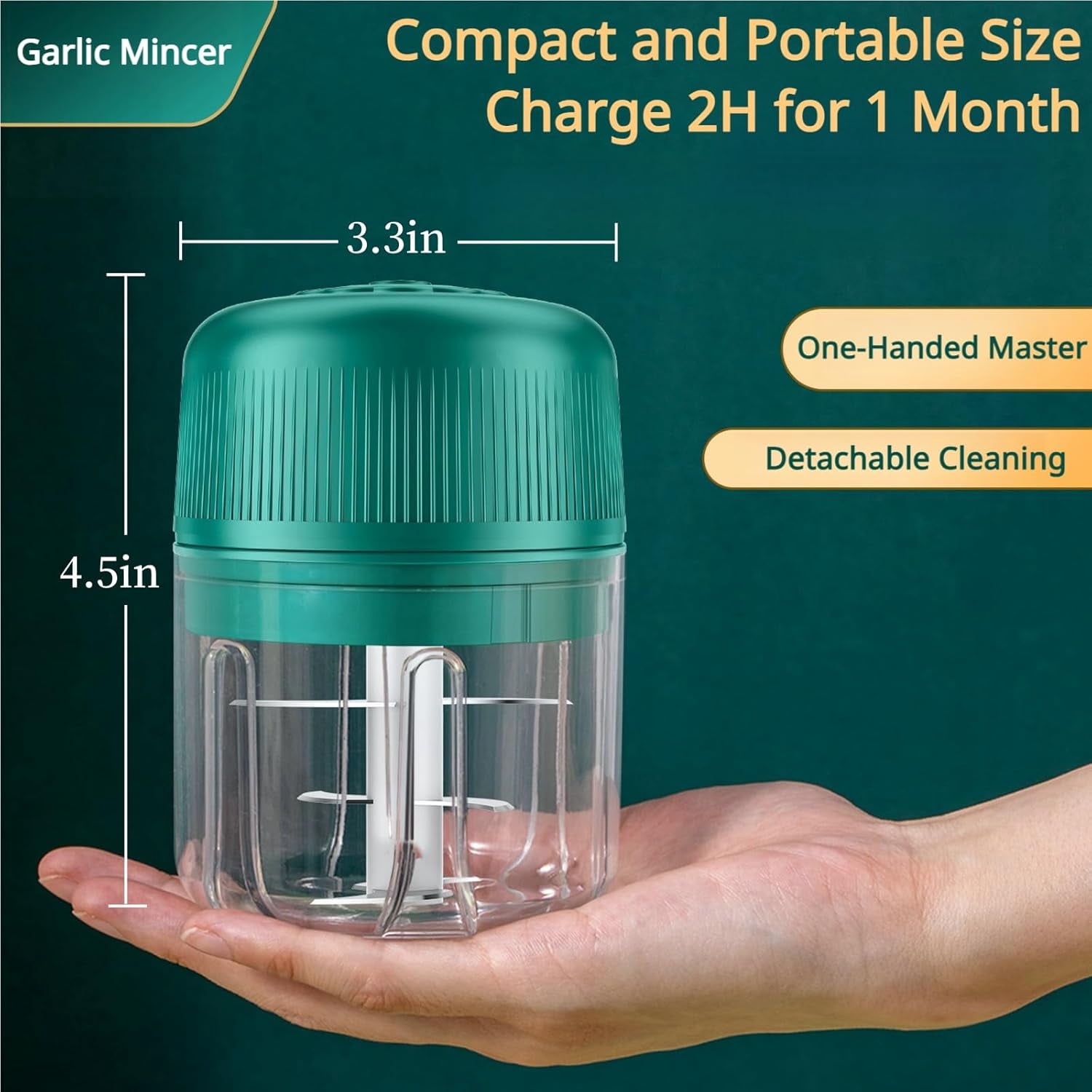 Electric Garlic Chopper,  Food Processor with 6 Blades, Portable Cordless Salad Cutter for Fruits, Vegetables, Meat,  Food