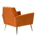 thumbnail image 6 of Velvet Accent Chair, Velvet Armchair, Mid Century Modern Chair with Rose Gold Metal Legs, Comfy Reading Chair Arm Chair for Living Room Bedroom Club (Orange), 6 of 7