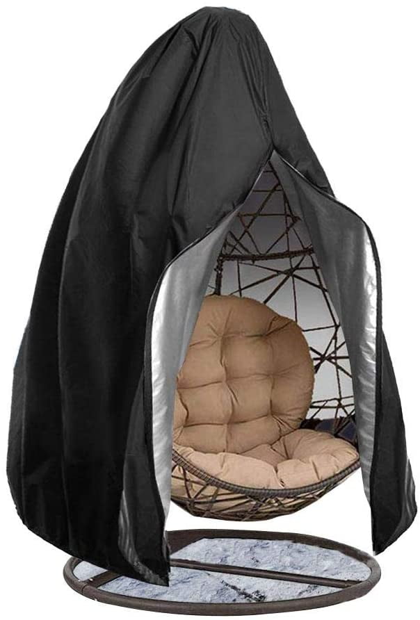Beige MOOUK Patio Cover with Tie,Waterproof Egg Chair Cover Oxford Fabric Patio Hanging Chair Cover Garden Rattan Wicker Swing Seat Chair Garden Furniture Protective Cover
