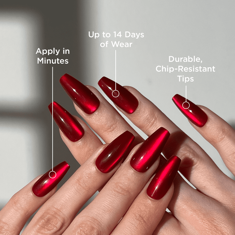PaintLab Long Coffin Press On Nails, Red Ruby photo 2
