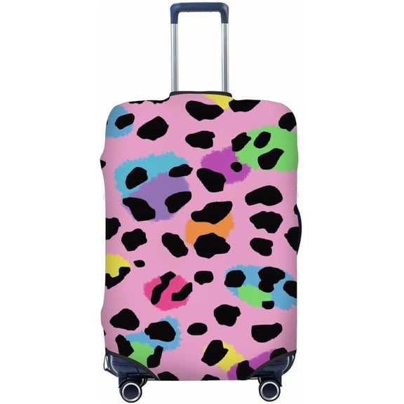 Luggage Covers for Suitcase, Pink And Colorful Leopard Print Luggage Sleeve Stretch Suit Case Cover Travel Carry On Cover Protector Fit 18-21 Inch, S