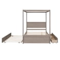 thumbnail image 5 of Harper & Bright Designs Full Size Canopy Bed Frame with Trundle and 2 Storage Drawers, Wood Full Platform Bed with Headboard, Light Brown, 5 of 9