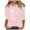 #041-Pink, variant on Neewe 3/4 Length Sleeve Womens Tops Round Neck Casual Summer Tunic Tops Basic Tees Blouses Dressy T-Shirts Pleated Shirts