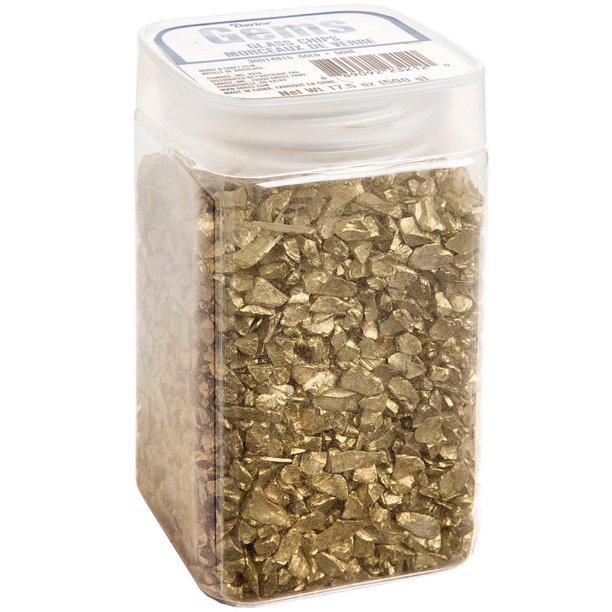 Darice Crushed Glass Vase Filler Gold Chips, 500 grams