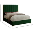 thumbnail image 5 of Maklaine Contemporary Metal and Velvet Queen Bed in Green, 5 of 5