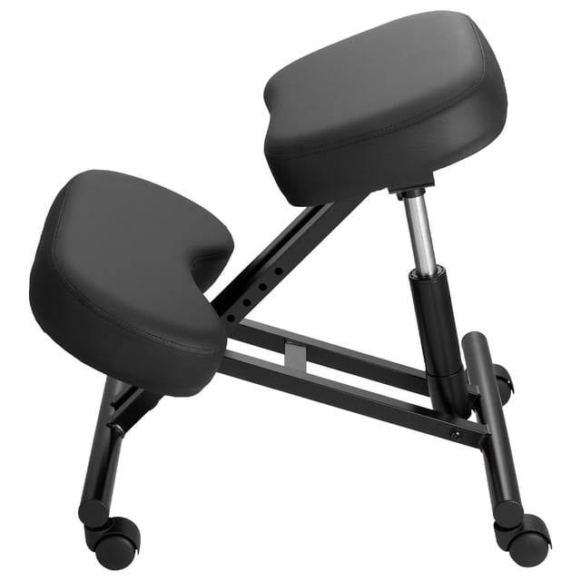 KFFKFF Chaise Ergonomique à Genoux avec Roues, Chaise de Posture Mobile en Forme de X pour les Genoux avec Hauteur Réglable et Coussins en Mousse Épaisse, Noir