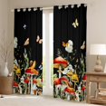 thumbnail image 2 of Feelyou Cartoon Mushroom Plant Black Out Curtains, Dreamy Butterfly Animal Curtains Pack of 2 (42x63 Each), Rustic Farmhouse Bedroom Curtains, Window Curtains Bedroom Decor, 2 of 6