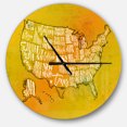 thumbnail image 1 of DesignArt United States Yellow Vintage Map Large Wall Clock, 1 of 2