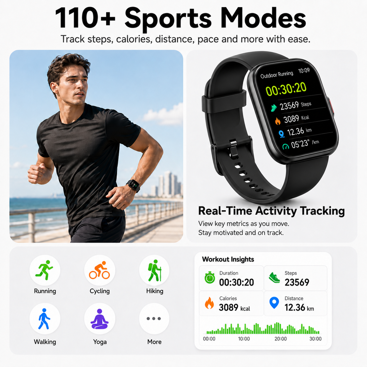 Btootos Smart Watch 1.96-inch HD Fitness Tracker, Black photo 5