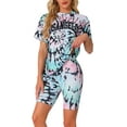 thumbnail image 4 of INSPIRE CHIC Women Tie Dye Lounge Set Outfits Biker Shorts Sets Loungewear XS Blue Pink, 4 of 6