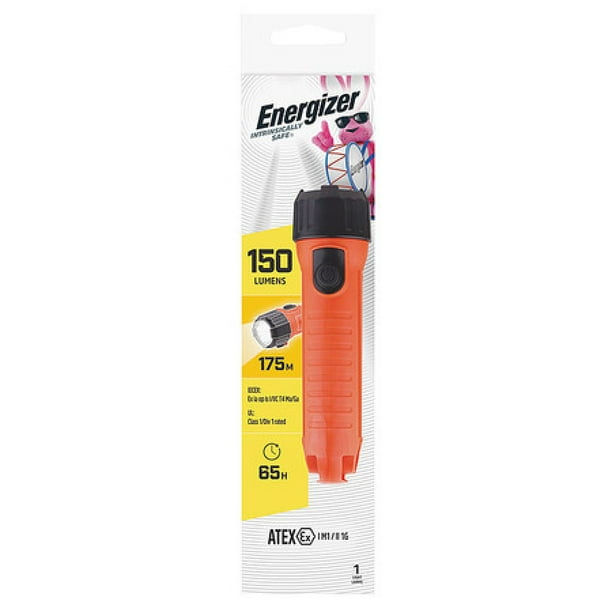 ENERGIZER ENISHH25E Orange LED Handheld Flashlight, Alkaline D, 60lm