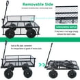 thumbnail image 4 of Steel Garden Cart Flatbed with Removable Sides, 550LBS Heavy Duty Yard Cart with 180° Rotating Handle and 10 Inch Tires, 3.5 Cu.ft Capacity, Foldable Metal Wagon for Garden, Farm, Yard, Black, 4 of 9