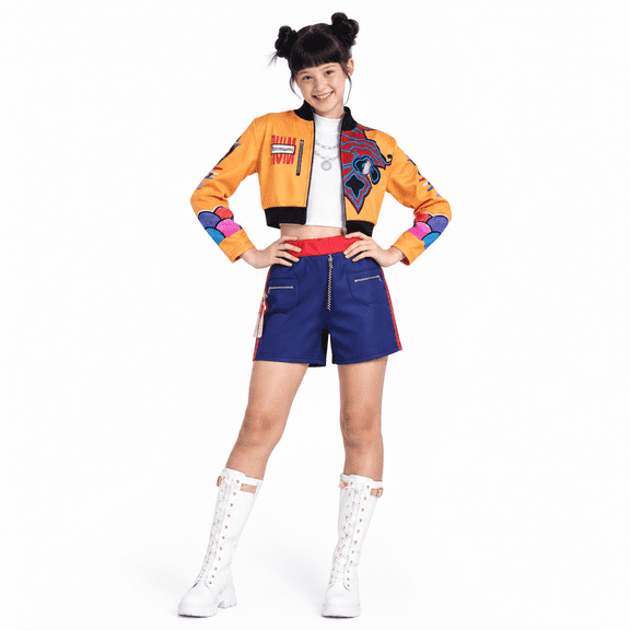 Halloween Costume Pop Singer Costume Stage Performance Outfit Jacket, Top and Pants 3-Piece Set Singer Costume Cosplay Costume Fancy Dress