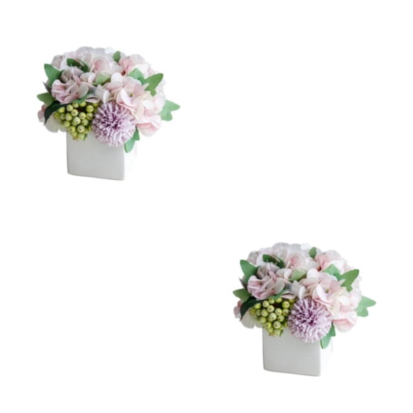 Matsuzay Florero De Cerámica Con Flores De Peonía Falsas - Bajo Mantenimiento Artesanía Exquisita Decoración Del Hogar Hortensia Púrpura Púrpura 2piezas
