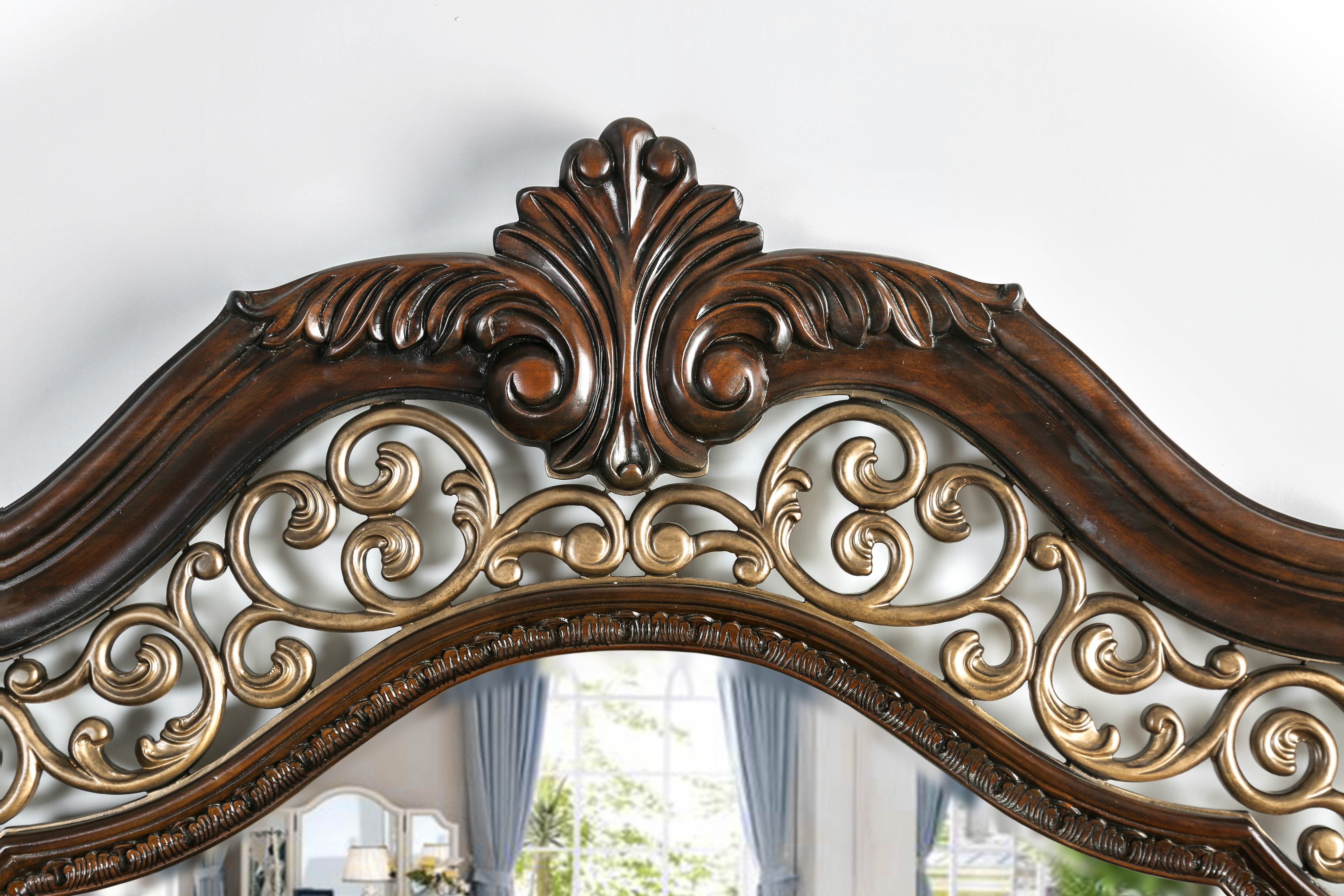 Furniture of America Davidson 2-Piece Dresser and Mirror Set, Brown Cherry