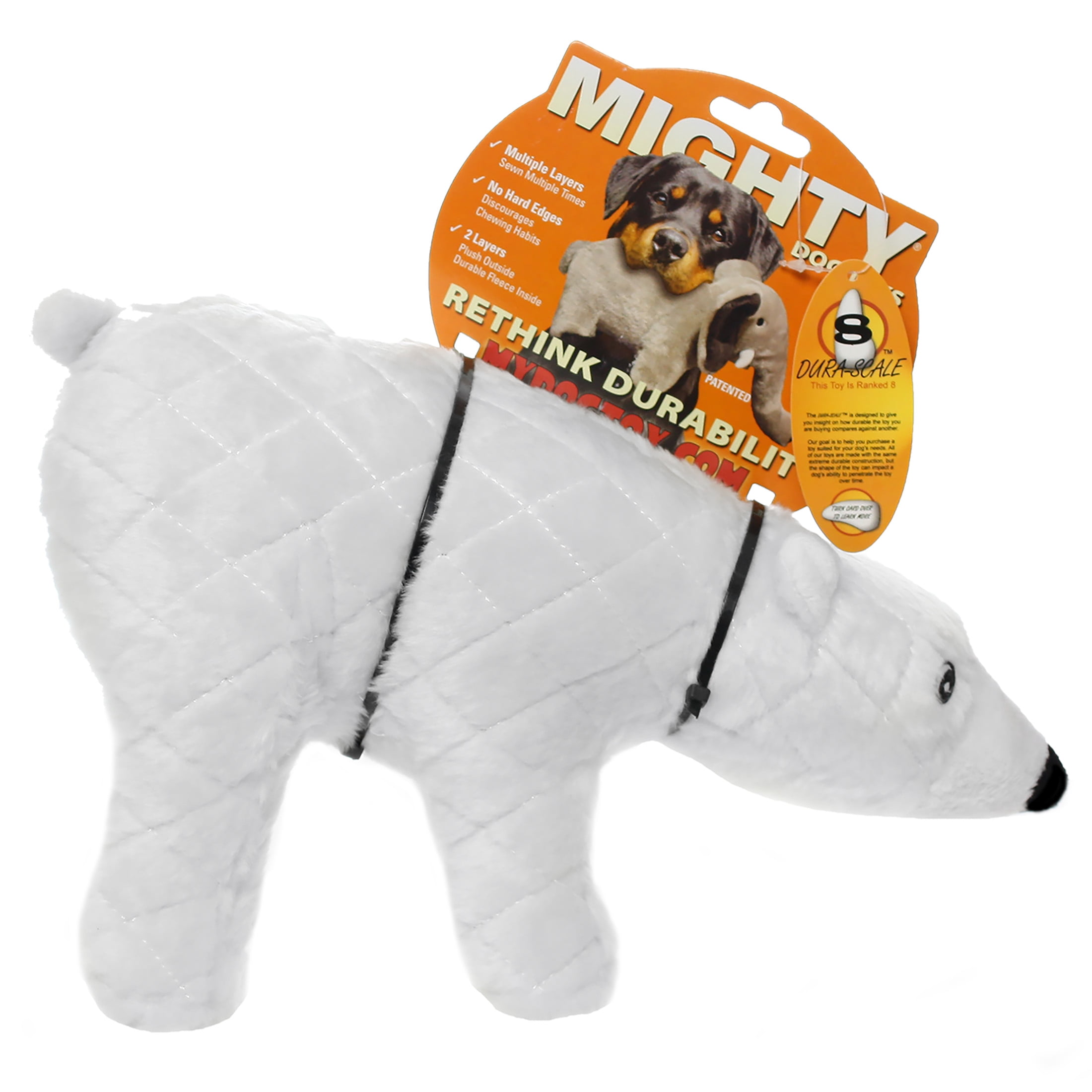 Mighty Arctic Polar Bear Durable Squeaky Plush Dog Toy