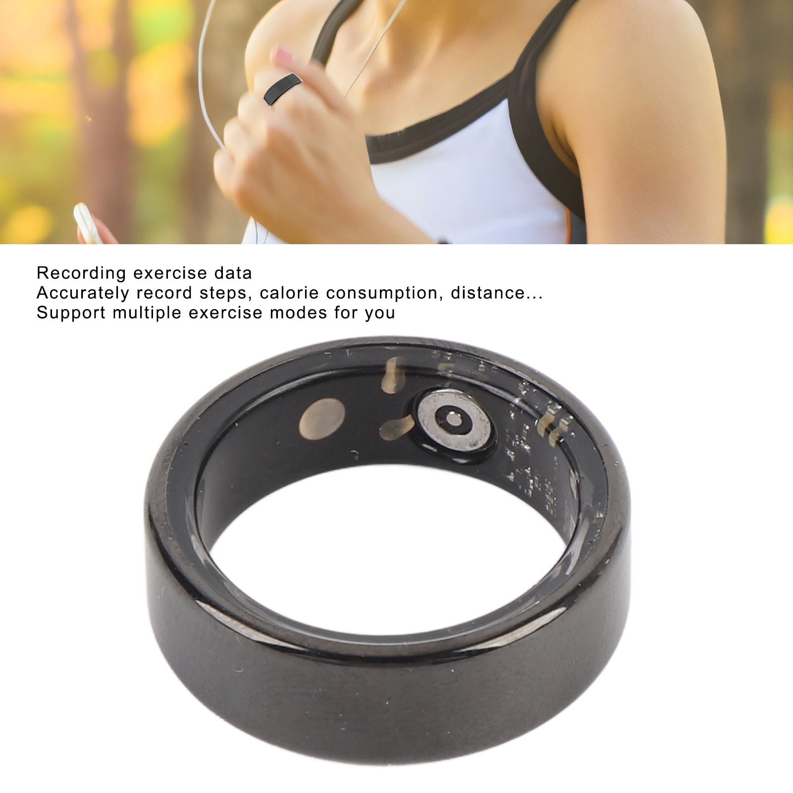 Bague Connectée Femme/homme – Traqueur D’activité IP68, Sommeil, Pas, Calories, Charge Magnétique, Compatible IOS/Android