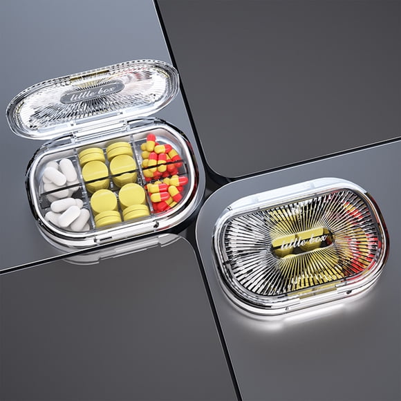 Caja de almacenamiento portátil | Mini organizador con 6 divisores sellados | Estuche de plástico transparente | Compacto, ligero, impermeable, ideal para viajes. Ideal para guardar pastillas, joyas