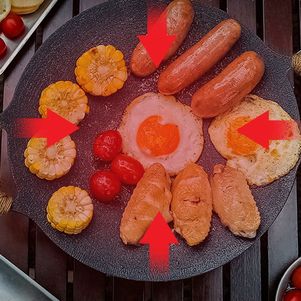 Bbq Induction Griddle Nonstick Flat Frying Pan Cast Iron Black, 35 cm