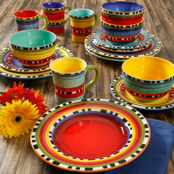 Gibson Home Pueblo Springs Handpainted 16-Piece Dinnerware Set