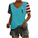 thumbnail image 4 of Tops Cortos para las Mujeres Día de la Independencia Patriótica Impreso Cuello en V, Manga Corta Top Casual para Diario, Fiesta Y Todas las Estaciones, 4 of 5