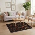 thumbnail image 3 of ODIKA 4'x6' Washable Area Rug Stain Resistant, Low Pile, Easy Care Black Gold Elegance with Floral and Star Motifs Intricate Garden Design Celestial Accents for Dorm Room, Small Living, 3 of 7