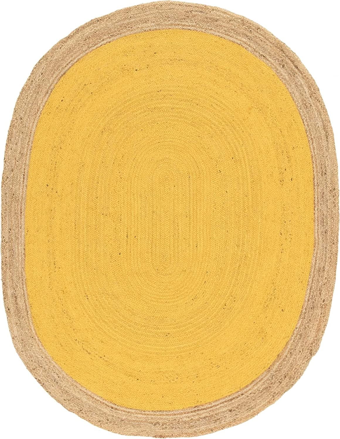 Tapis de sol moderne en jute ovale fait à la main tapis de sol orange