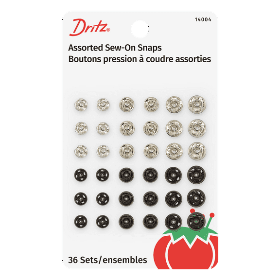Dritz Sew-On Snaps, 36 Sets, Assorted Sizes