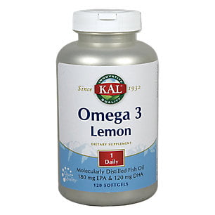 Kal - Omega 3 Poisson 180/120, Softgel, citron (BTL-plastique) 1070mg 120ct