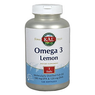 Kal - Omega 3 Poisson 180/120, Softgel, citron (BTL-plastique) 1070mg 120ct