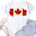 thumbnail image 2 of Cnbwig Tops for Womens Graphic Tees for Canada Day Celebration Letter Printed Maple Leaf Shirts Casual Short Sleeve Round Neck Top, 2 of 4